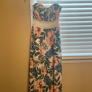 Floral maxi dress strapless